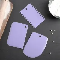 Набор шпателей кондитерских Доляна, 3 предмета: 12&times;8 см, 11&times;7.5 см, 8.8&times;12.2 см, МИКС