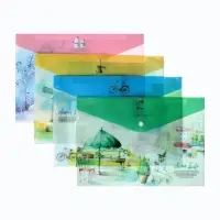 Папка-конверт на кнопке, А4, 160 мкм, "Пейзажи", МИКС