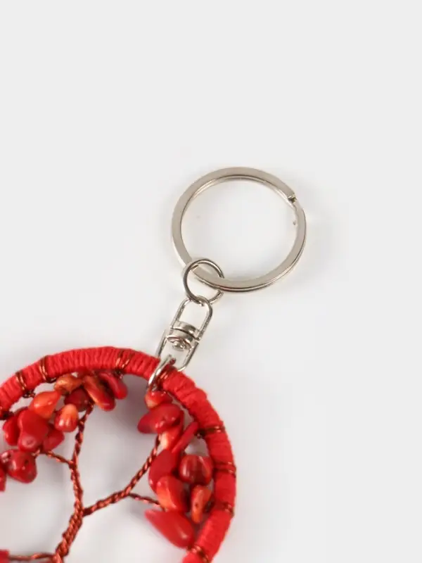 Брелок ловец снов "Древо" 19 см, цв. красный