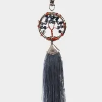 Брелок ловец снов "Древо жизни" 19 см, цв. серый