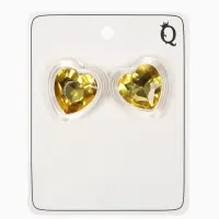 Серьги "Кристалл" сердце, цвет прозрачно-жёлтый бриллиант