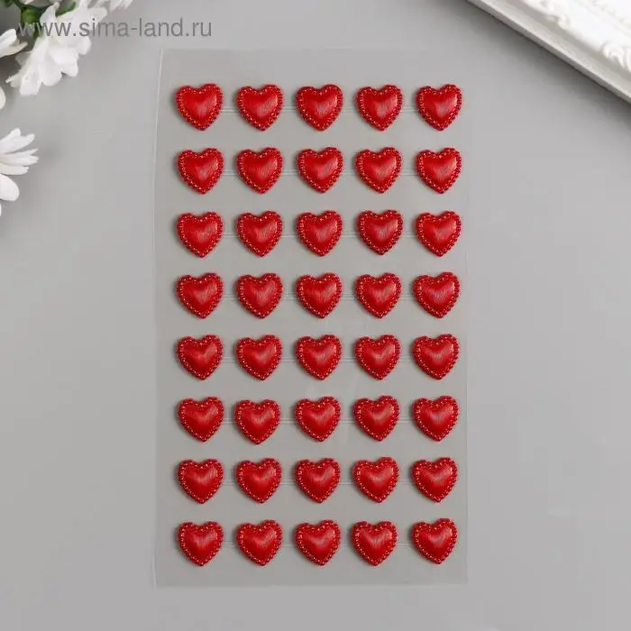 Наклейка пластик стразы "Сердечки-кристаллы с рисунками" 1,1х1,1 см МИКС 23х9,5 см