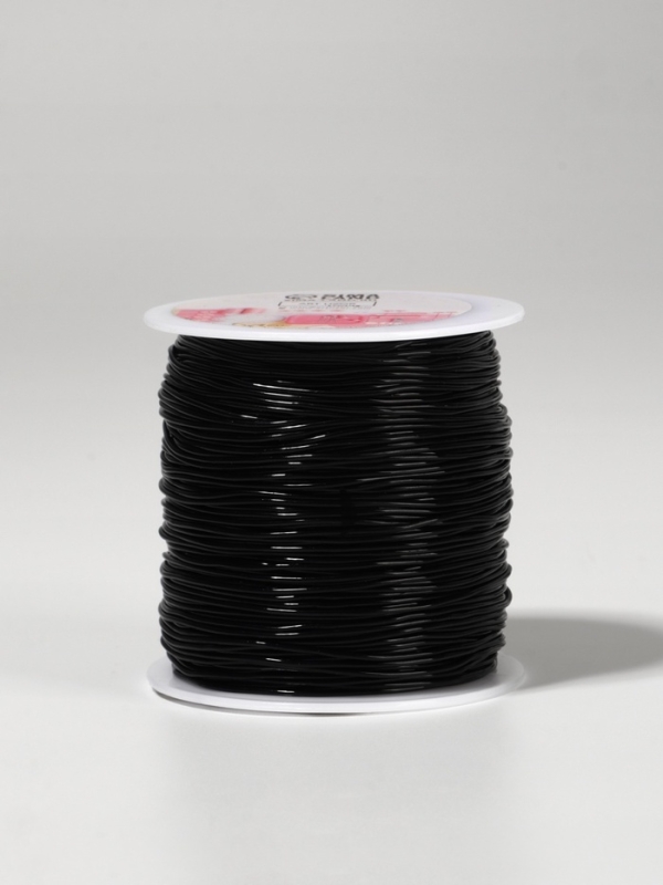 Нить для плетения 100&plusmn;1м d1мм эластичная силикон чёрный АУ
