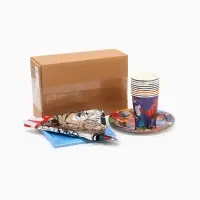 Набор бумажной посуды 10 персон: стакан, тарелка, скатерть, Мстители