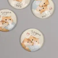 Кабошон стекло для творчества "Круг. Котики. Я рядом" 3х3 см