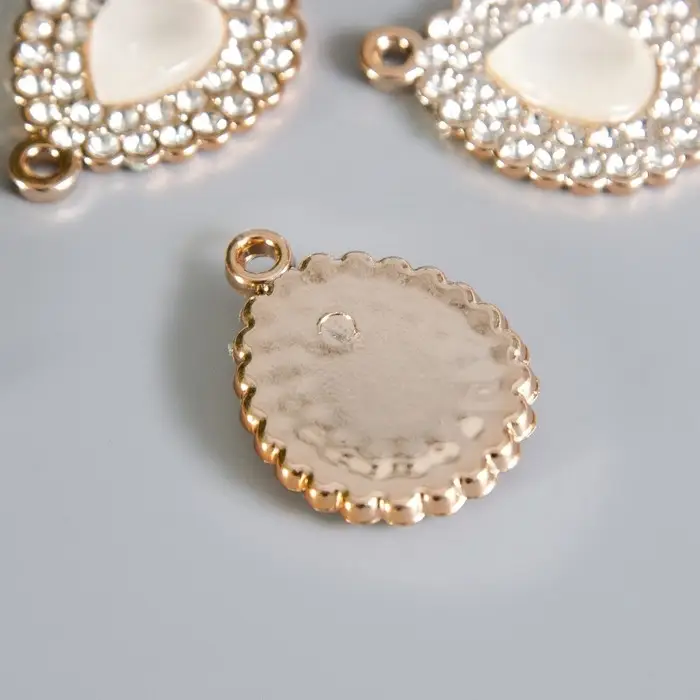 Декор для творчества пластик "Капля в ажуре" золото со стразами 3,2х2,4х0,6 см