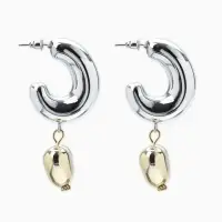 Серьги &laquo;Новый стиль. Сердечки&raquo;, d=3 см, цвет серебристо-золотистый