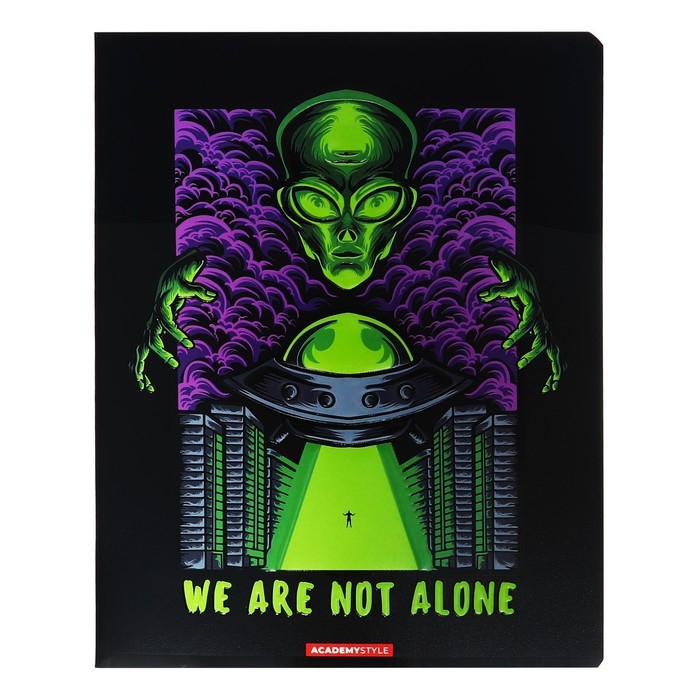 Тетрадь 48 листов в клетку "Гуманоид", обложка мелованный картон, выборочный УФ-лак, конгреф, МИКС