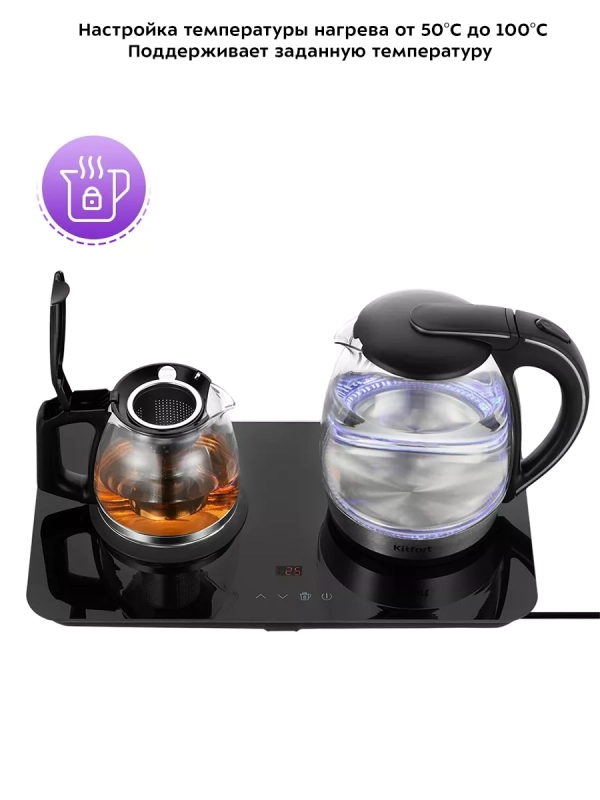 Чайный набор чайник электрический КТ-6609 - 1.7 л