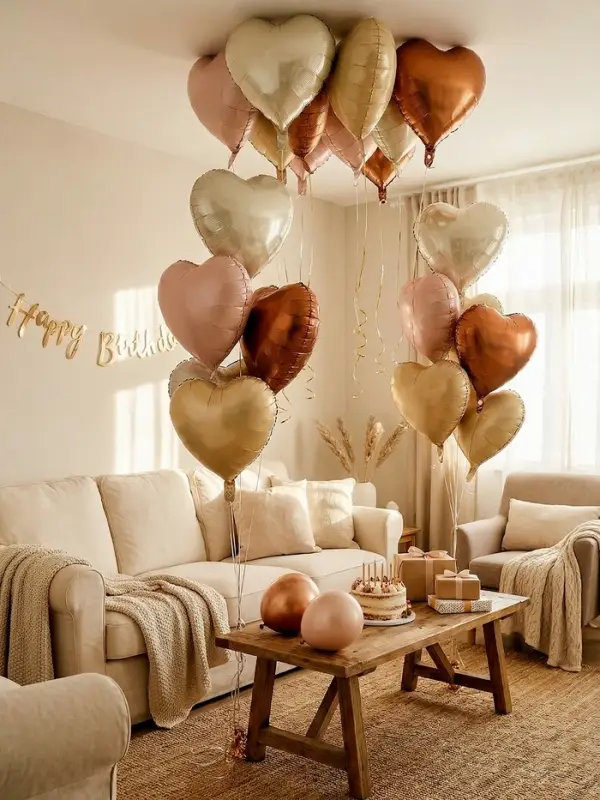 Воздушные шары фольгированные 17" "Сердце" цвет шоколадный сатин, набор 5 штук