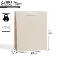 Пакет подарочный ламинированный, упаковка, &laquo;Молочный&raquo;, ML 23 х 27 х 11.5 см