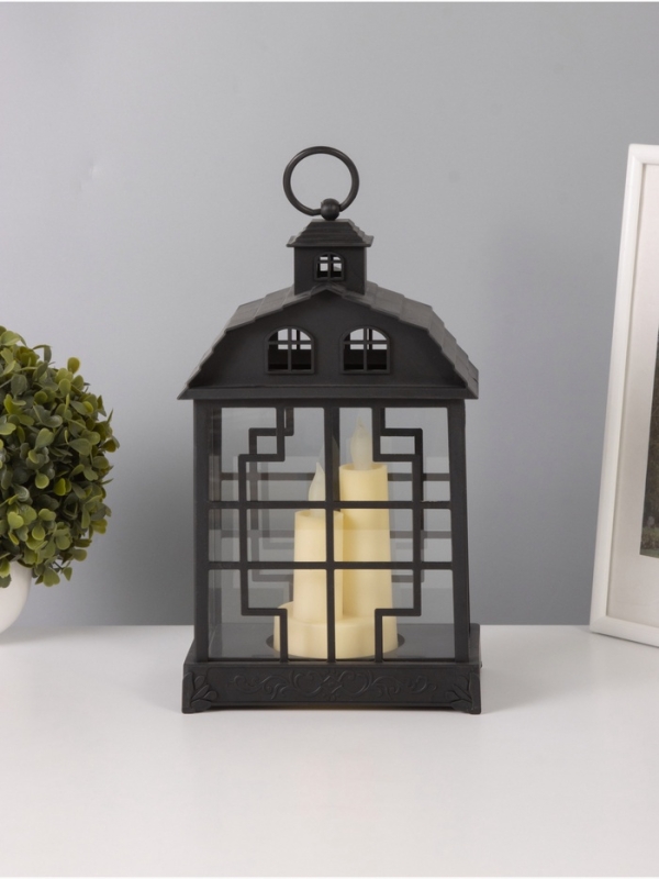 Светодиодная свеча в подсвечнике RISALUX &laquo;Дом со свечами&raquo;, LED-ночник, 1.5 Вт, 3&times;ААА, 11&times;18&times;30 см