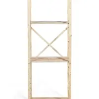 Стеллаж деревянный, 4 полки, 140&times;50&times;28 см, напольный, с регулируемыми полками