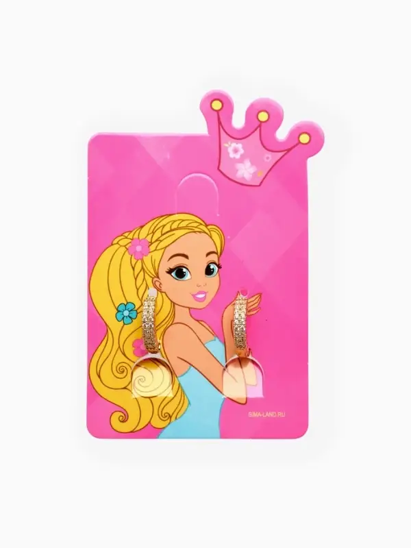 Серьги конго детские в стразах &laquo;Выбражулька&raquo;, d=1 см, белые в золоте