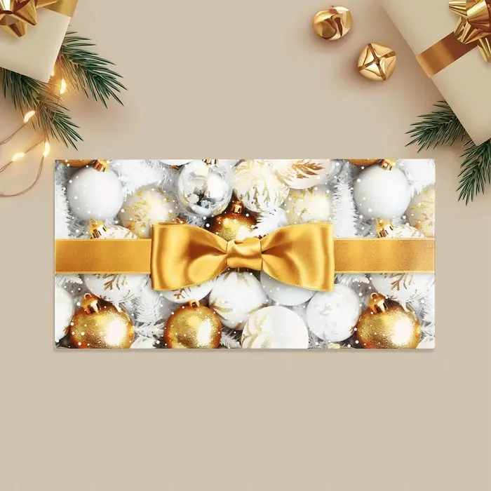 Конверт для денег &laquo;С Новым годом!&raquo;, ёлочные игрушки, 16.5 х 8 см