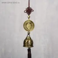 Колокольчик металл "Монета с буддой" 1 колокол d=4,8 см 39х5,3х4,8 см