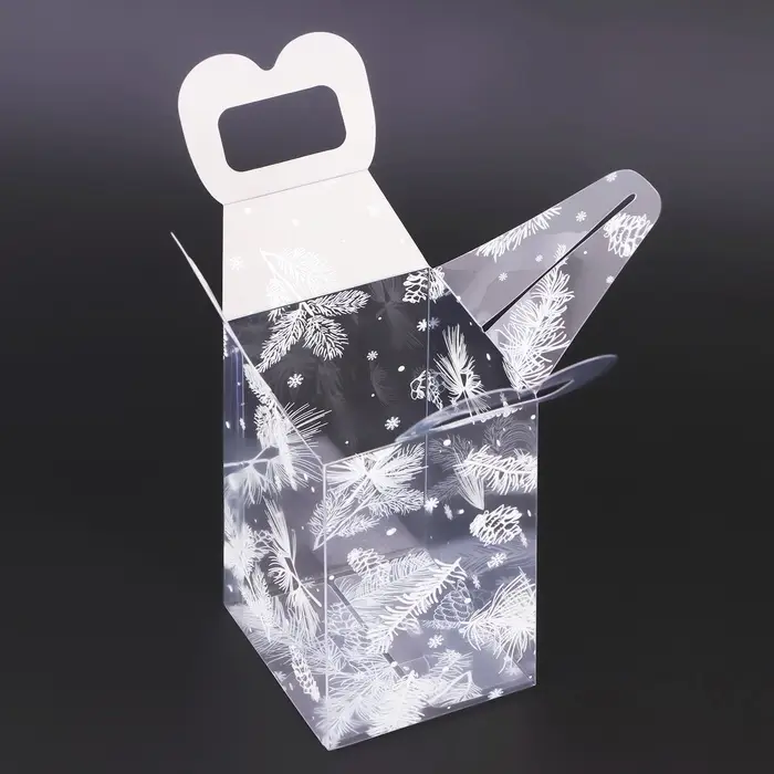 Коробка подарочная новогодняя складная ПВХ &laquo;Метель&raquo; 12&times;7&times;7 см