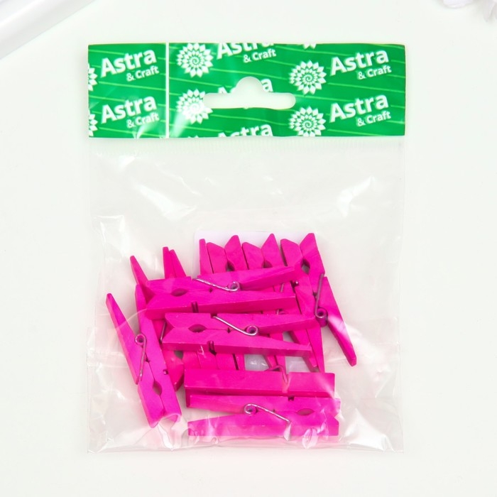 Прищепки дерево, 45 мм, (набор 10 шт.) розовый