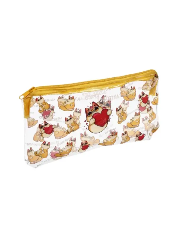 Пенал  мягкий 1 отд. плоский 95*205 Calligrata ПВХ "Кто здесь красотка?" Котики