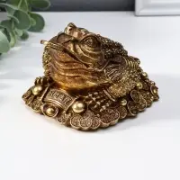 Нэцкэ полистоун "Денежная жаба с золотой монетой" 12х10,5х7,7 см