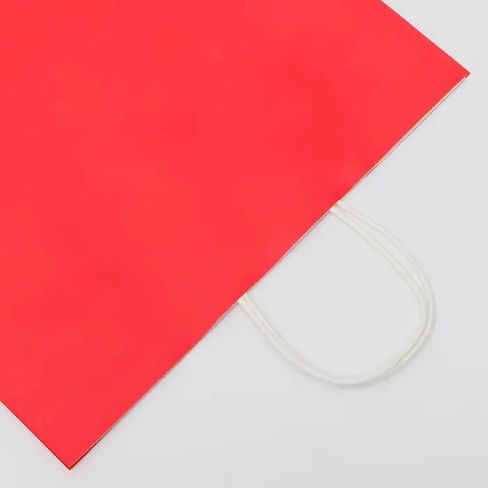 Пакет крафт фуксия, круглая ручка, 32&times;19.5&times;37 см, 120 г