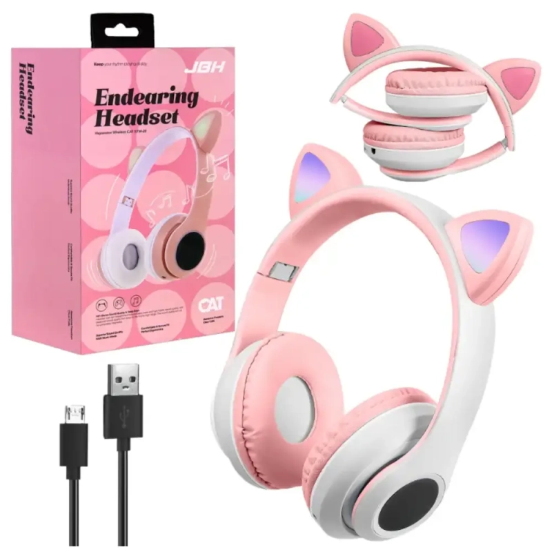 Наушники Bluetooth STM-28 CAT JBH розовые