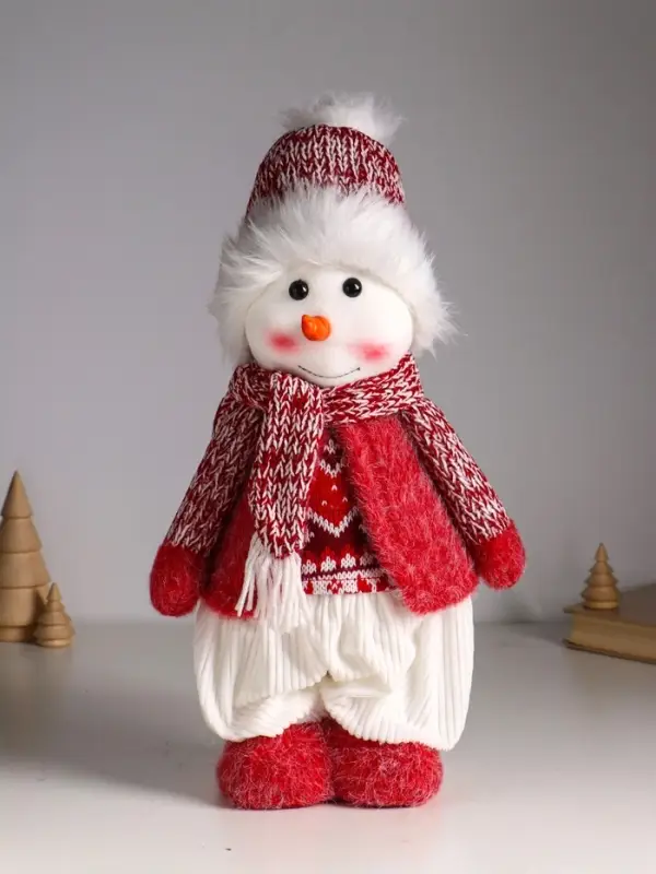 Кукла интерьерная "Снеговичок в бело-красном наряде" раздвижная 44-65 см 22х14х44 см