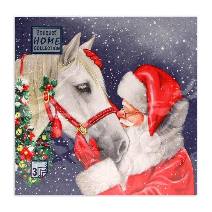 Новогодние салфетки бумажные Home Collection &laquo;Верный друг&raquo;, 3 слоя, 33х33 см, 20 шт