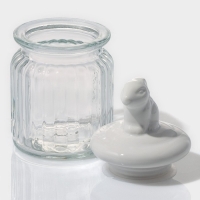 Банка стеклянная для хранения сыпучих продуктов Доляна &laquo;Зайка&raquo;, 230 мл, с керамической крышкой