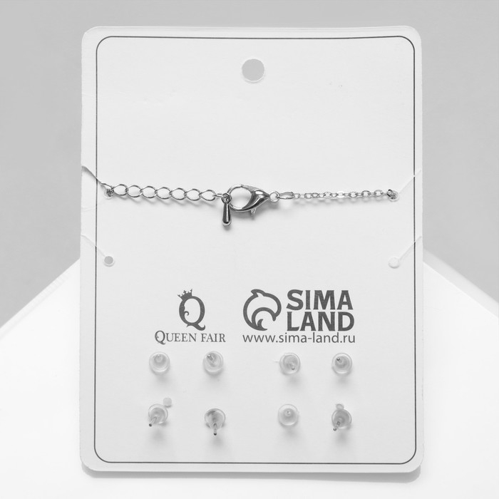 Гарнитур 5 предметов: 4 пары пусет, кулон &laquo;Гимнастка&raquo;, цвет белый в серебре, 40 см