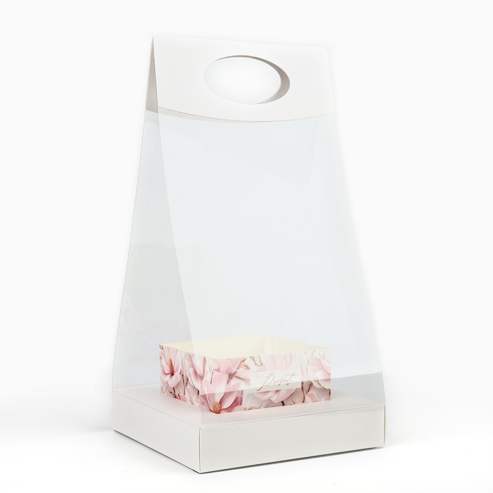 Коробка подарочная складная переноска для цветов, упаковка, &laquo;Нежность&raquo;, 20 x 20 x 4 см