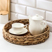 Корзинка для подачи Доляна &laquo;Камыш&raquo;, d=32 см, из соломы