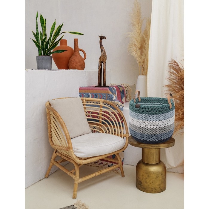 Трикотажная пряжа вторичная 90% хлопок,10% п/э, 100м/450&plusmn;50 гр (индиго) МИКС