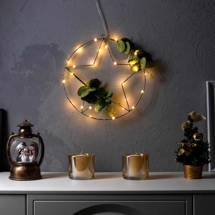 Светодиодная фигура &laquo;Звезда&raquo; 31 см, металл, батарейки ААх2 (не в комплекте), свечение тёплое белое