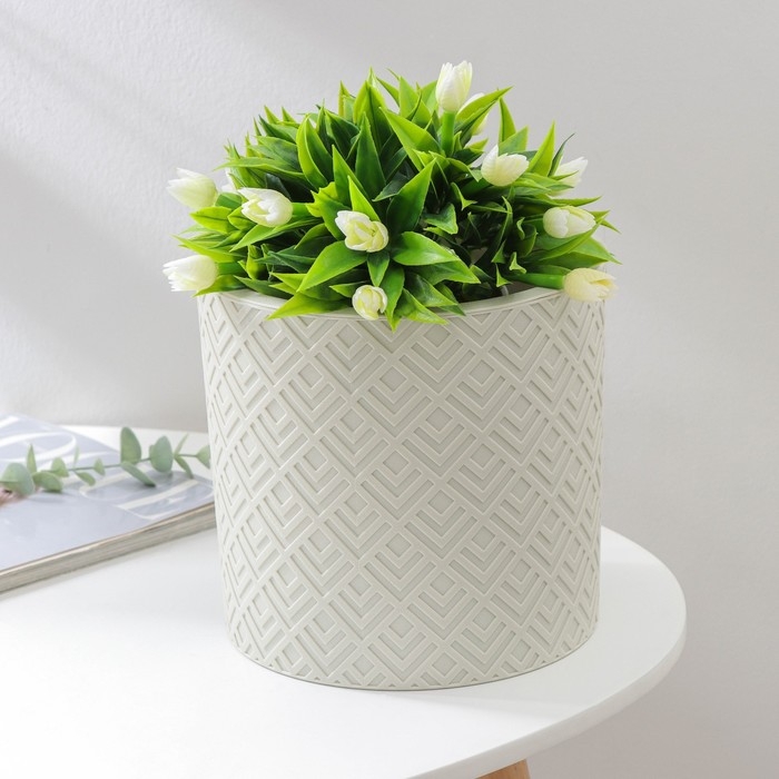 Кашпо для цветов со вставкой &laquo;Этна&raquo;, 3,4 л, d=20 см, h=19 см, цвет белый