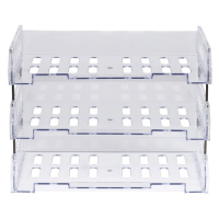 Набор лотков для бумаг горизонтальных с широкой загрузкой, "Сити", 3 шт., на металлических стержнях, прозрачный