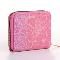 Кошелёк женский на молнии, цвет розовый