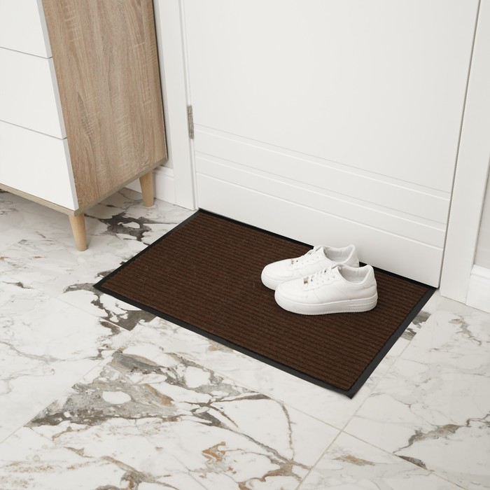 Коврик придверный влаговпитывающий, ребристый, &laquo;Стандарт&raquo;, 50&times;80 см, цвет коричневый