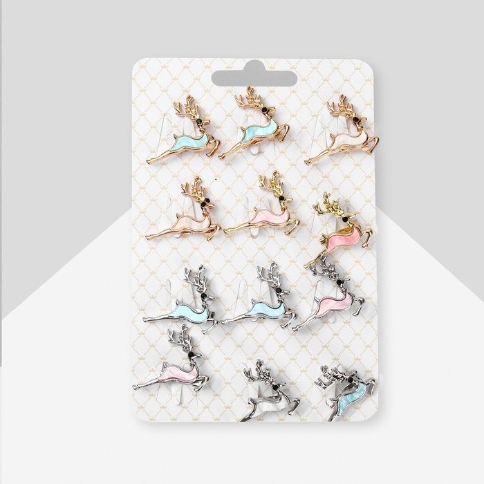 Новый год! Брошь &laquo;Олень&raquo; грациозный, цвет МИКС (неделимая фас. 12шт, цена за шт)