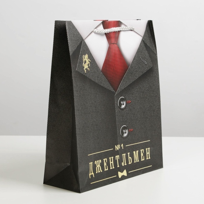 Пакет подарочный ламинированный, упаковка, &laquo;Джентльмен&raquo;, ML 21 х 25 х 8 см