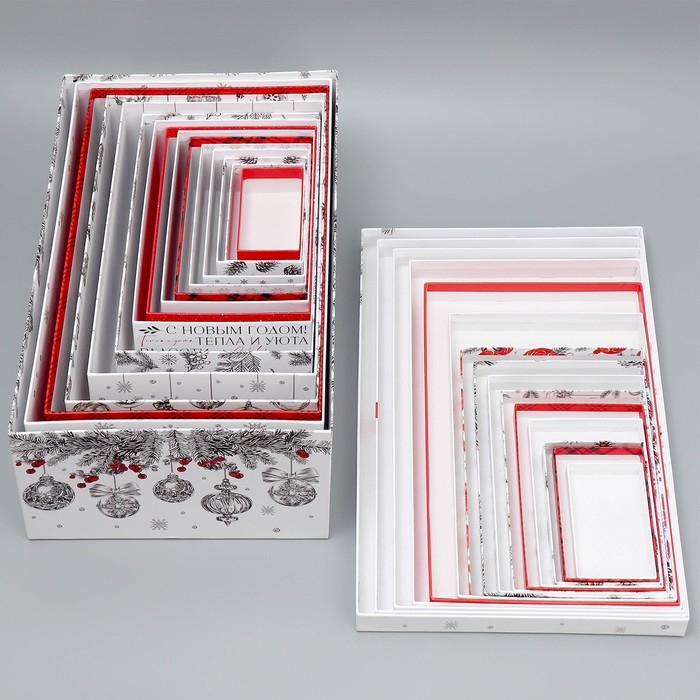 Набор новогодних подарочных коробок 15 в 1 &laquo;Счастья и любви&raquo;, 12 х 6.5 х 4 см - 46.5 х 30 х 17.5 см, Новый год