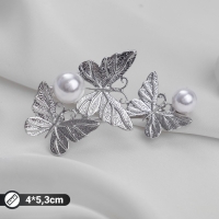 Брошь &laquo;Бабочки&raquo; трио с жемчужинами, цвет белый в серебре