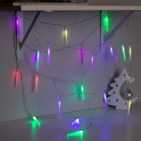 Гирлянда &laquo;Нить&raquo; 5 м с насадками &laquo;Сосульки с пузырьками&raquo;, IP20, прозрачная нить, 20 LED, свечение мульти (RG/RB), мигание, 220 В