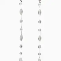 Серьги на леске "Капля росы", цвет белый в серебре