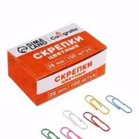 Скрепки 28мм цветные в картонной коробке 100 штук