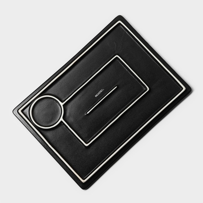 Блюдо фарфоровое для подачи Magistro "Pietra lunare", 33,5&times;24&times;1,5 см, цвет чёрный