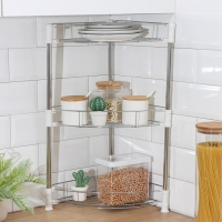 Этажерка настольная угловая 3-х секционная, 38,5&times;27,5&times;54,5 см, цвет хром