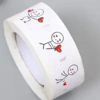 Наклейка бумага "Романтик" d=2,5 см 500 шт в рулоне 3х6,5х6,5 см