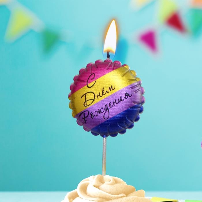 Свеча в торт "Воздушный шарик",  цветной