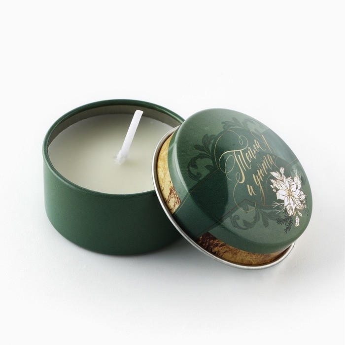 Свеча новогодняя в железной банке &laquo;Новый год: Тепла и уюта&laquo;Новый год: аромат мята, 4.8 см